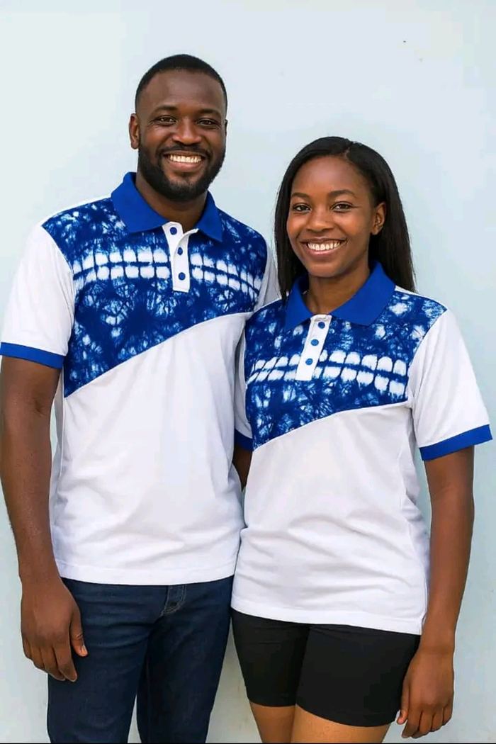 Polos assortis imprimés bleu et blanc
